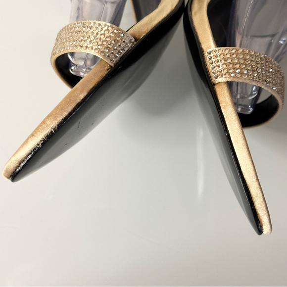 Marc Fisher Camille Gold Rhinestone Ankle Wrap Stiletto Heels 8 Holiday - Picture 9 of 12